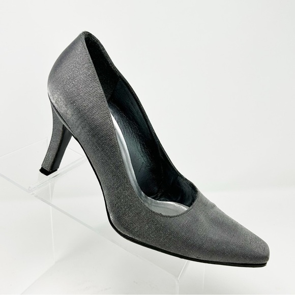 Stuart Weitzman Silver Slate Gray Shimmer Glitter Evening High Heels Size 8.5 C - Picture 1 of 13